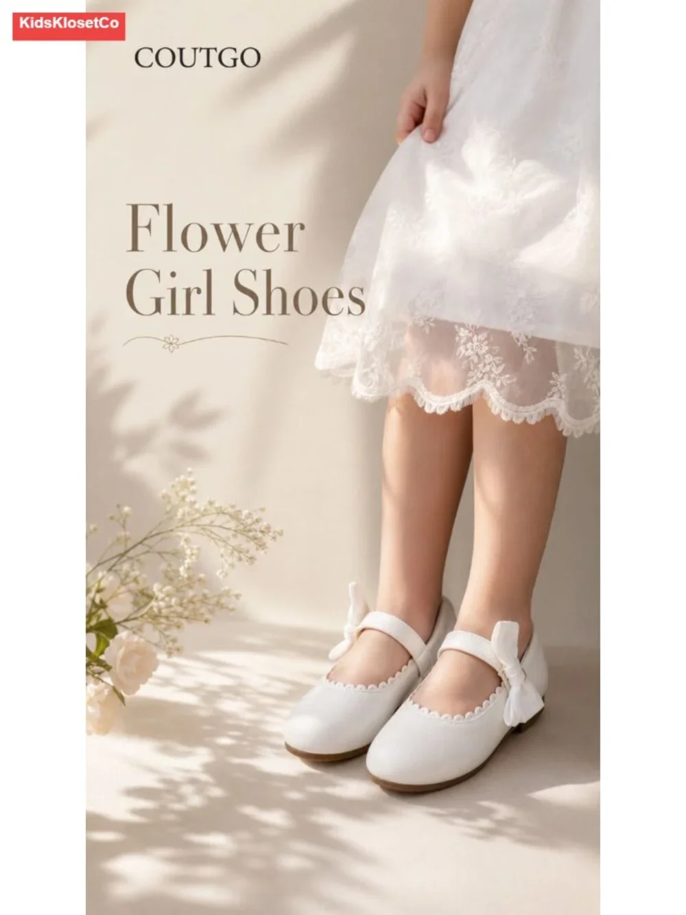 Girls Mary Jane Flats Faux Leather Bow Ballet Dress Shoes